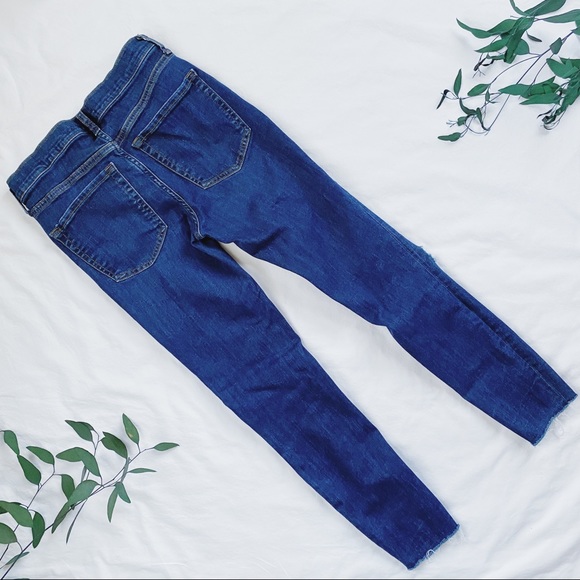 Free People Skinny Blue Jeans Ripped Knee Raw Exposed Hem - Picture 2 of 3